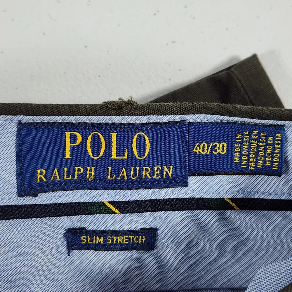 Polo Ralph Lauren‎ Mens Stretch Slim Fit Chino Pants Olive Brown 40x30 NWT